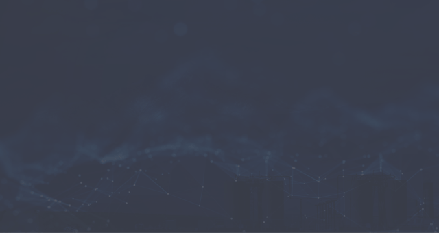 Abstract network of connected data points over a dark skyline