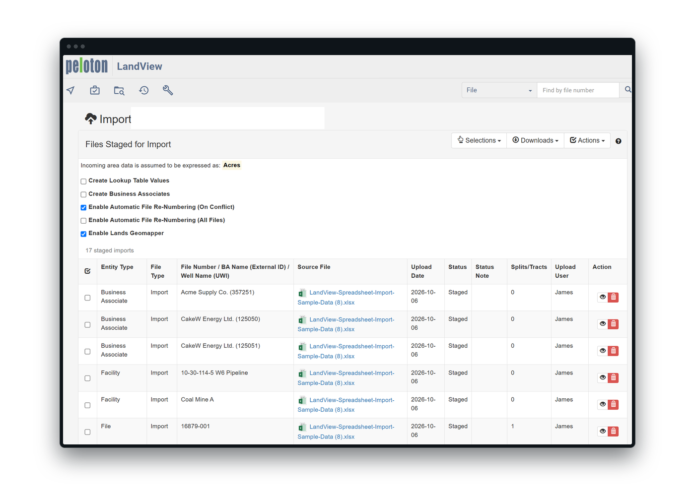 LandView screen for centralizing leases and land agreements